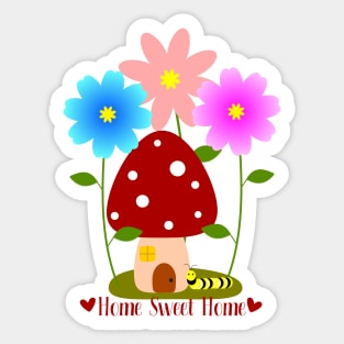 Monarch Caterpillar's Home Sweet Mushroom Home Sticker